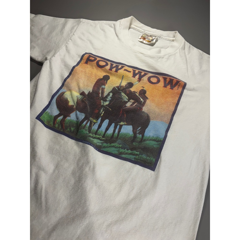 Vintage Packing‎ Crate Classics Orange Labels Pow-Wow Graphic T-Shirt M